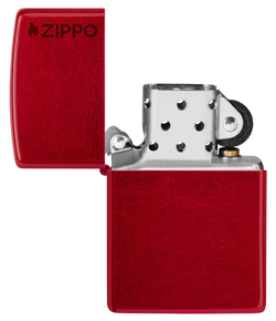 Зажигалка ZIPPO Logo с покрытием Candy Apple Red, латунь/сталь, красная, глянцевая, 38x13x57 мм, шт
