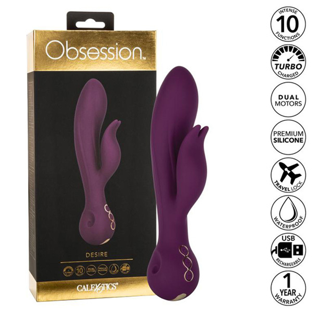 Фиолетовый вибратор-кролик 22,25см California Exotic Novelties Desire SE-4385-15-3