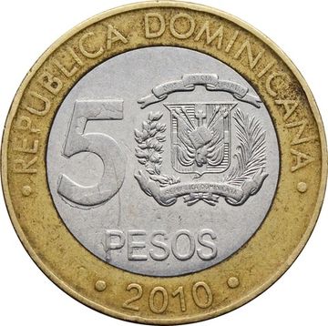 5 песо 2010 Доминикана