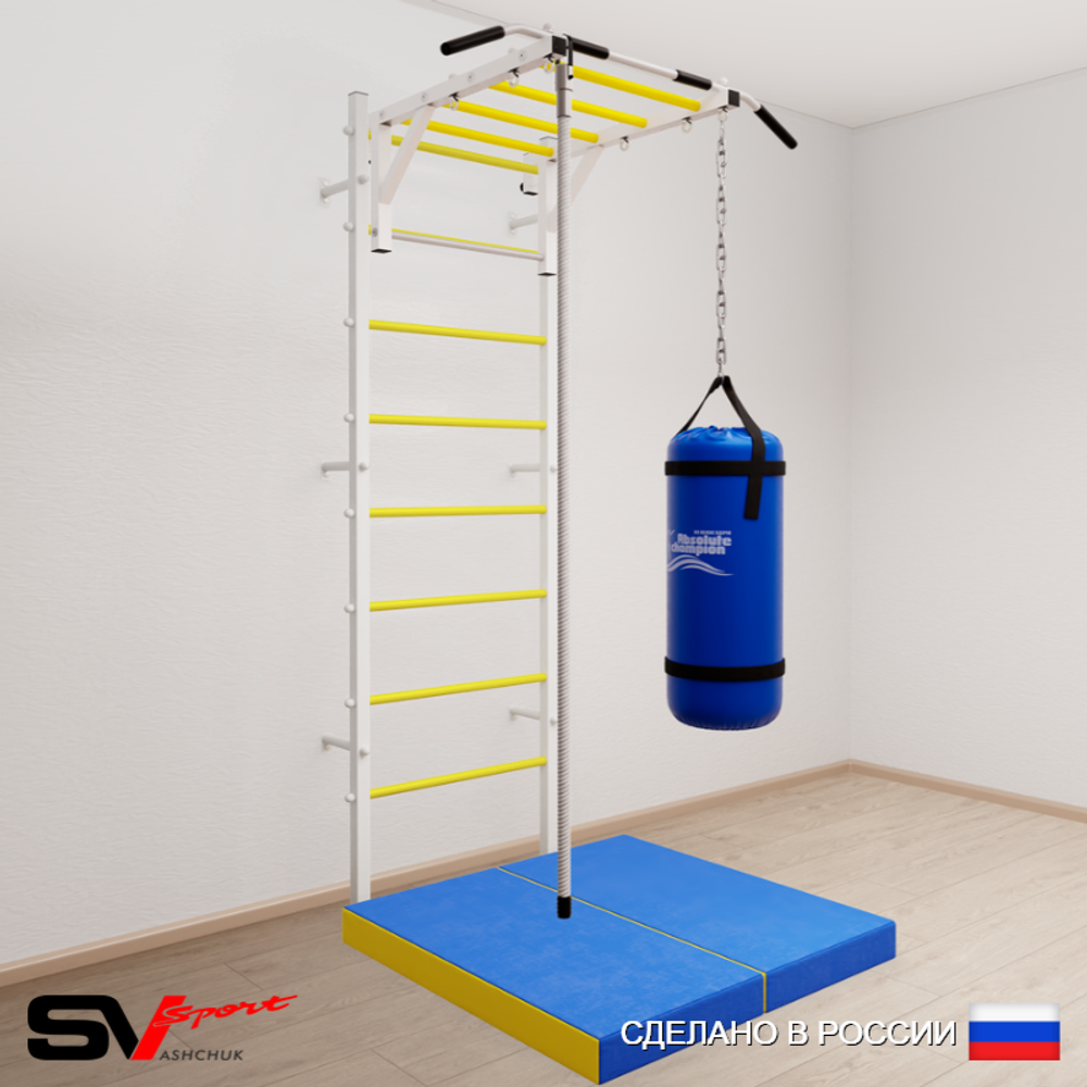 Шведская стенка Sv Sport 5297 (Турник рукоход/Канат/Цепь/Мешок 30кг/Мат 1м)