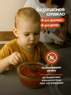 Контейнеры для еды стеклянные, 325 мл. 2 шт, 600 мл 1 шт.