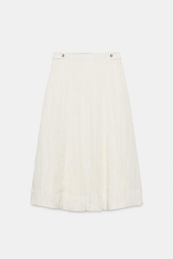 ZARA ЮБКА МИДИ С ЭФФЕКТОМ МЯТОЙ ТКАНИ, ЭКРЮ