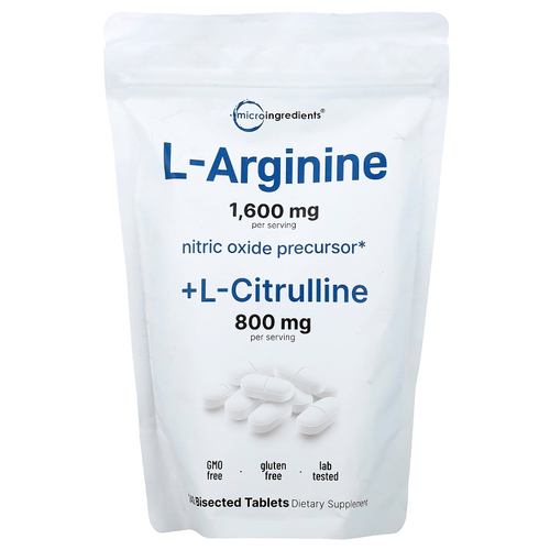 Micro Ingredients, L аргинин + L-цитруллин, 240 разделенных на части таблеток