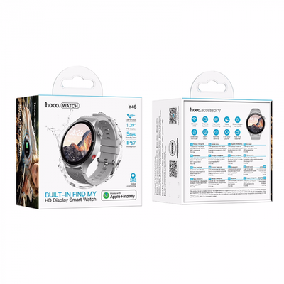 Смарт-часы HOCO Y46 с Bluetooth-звонками, Find My для iPhone, 1.39", IP67 (silver)