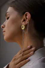 Моносерьга Солнце, позолота / Helios gold