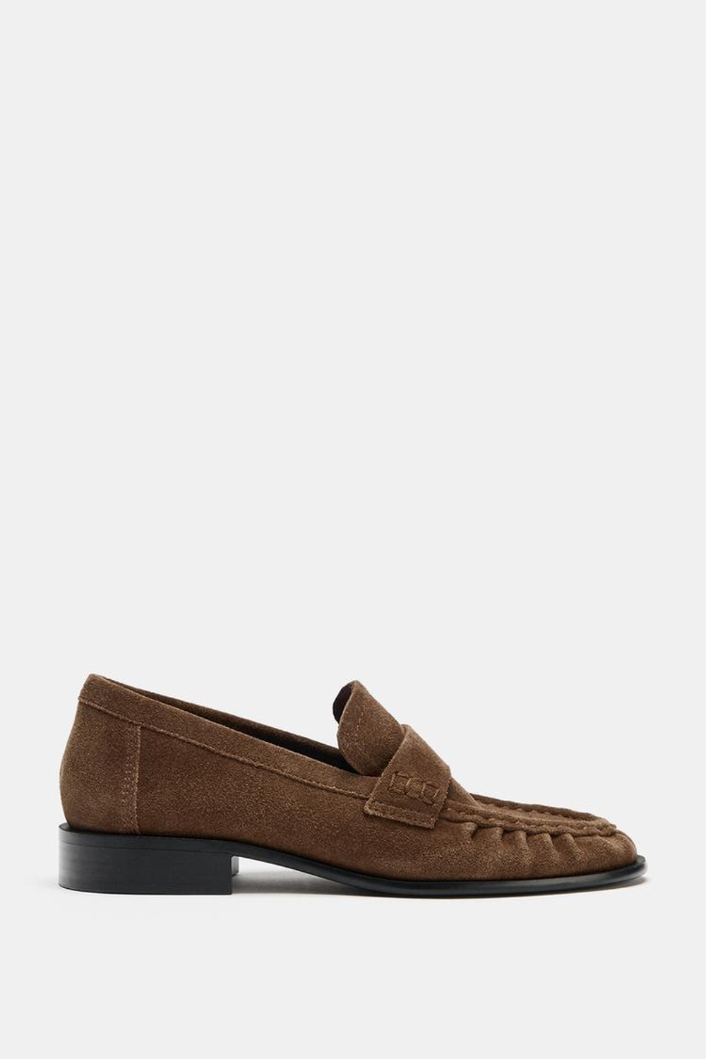 ZARA ЗАМШЕВЫЕ ЛОФЕРЫ, КОРИЧНЕВЫЙ