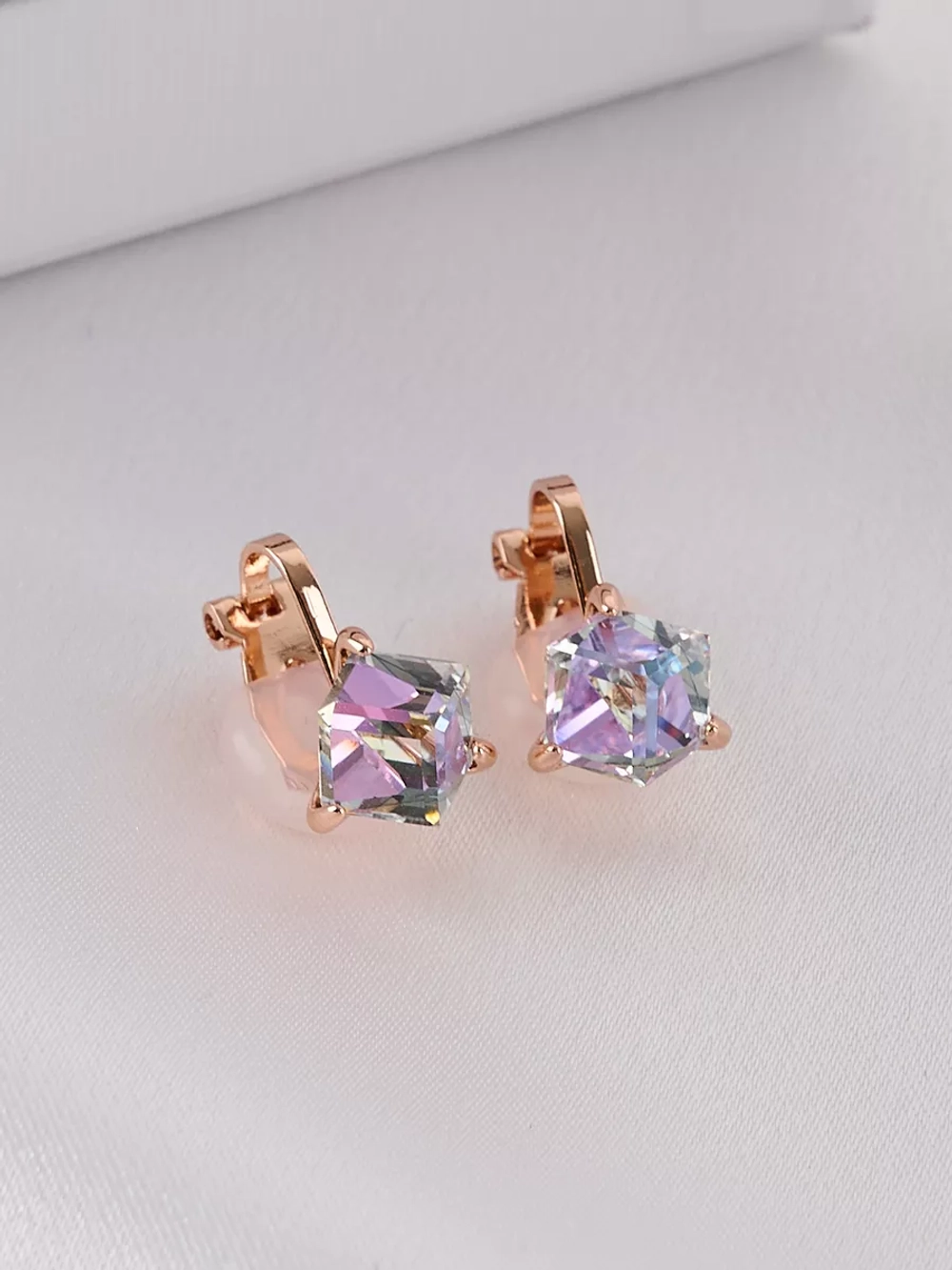 Клипсы Миражи с сиреневыми кристаллами Swarovski