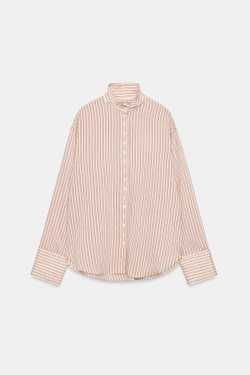 ZARA РУБАШКА В ПОЛОСКУ С ВОРОТНИКОМ-СТОЙКОЙ — ZW COLLECTION, ПОЛОСКИ