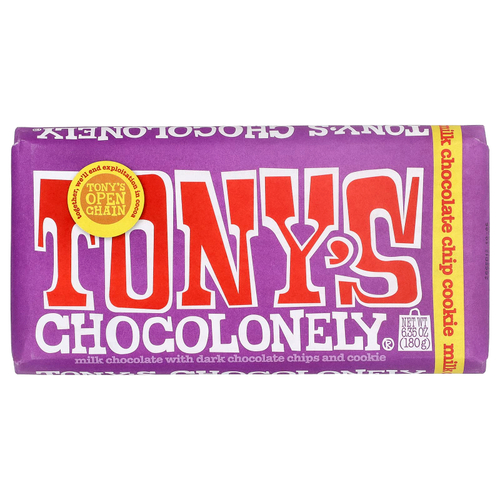 Tony's Chocolonely, батончик из молочного шоколада с крошкой из темного шоколада и печеньем, 180 г (6,35 унции)