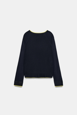 ZARA ТРИКОТАЖНЫЙ ДЖЕМПЕР, МОРСКОЙ ТЕМНО-СИНИЙ