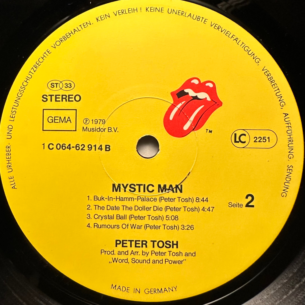 Peter Tosh - Mystic Man (Германия 1979г.)
