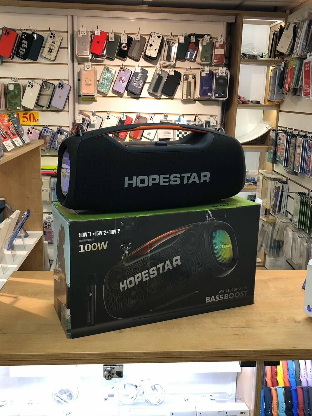 Портативная Беспроводная Bluetooth Колонка Hopestar A60, 100W / Караоке Система / Беспроводной Микрофон / Синяя
