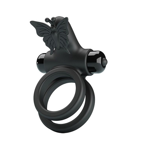 Черное эрекционное виброкольцо Pretty Love Passionate Ring IX BI-210296