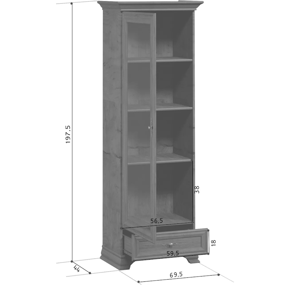 Витрина однодверная Кентаки REG1W1S каштан