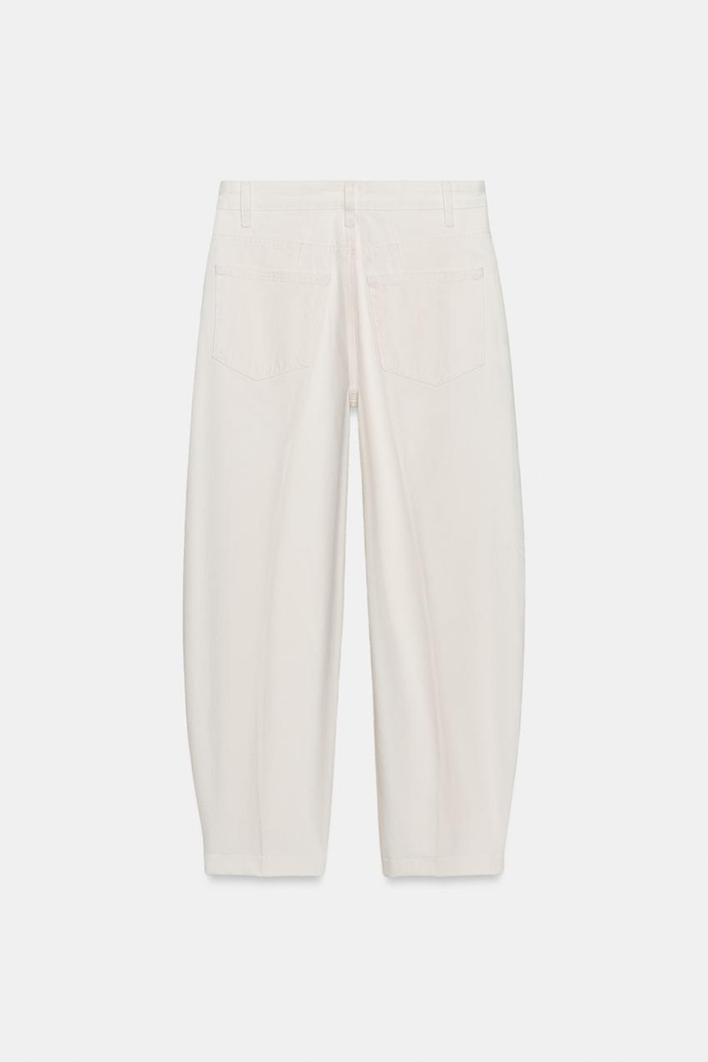 ZARA ДЖИНСЫ ZW COLLECTION BARREL С ВЫСОКОЙ ПОСАДКОЙ, БЕЛЫЙ