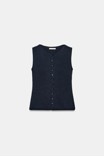 ZARA ЖИЛЕТ С ВЫРЕЗОМ ХЕНЛИ, МОРСКОЙ СИНИЙ