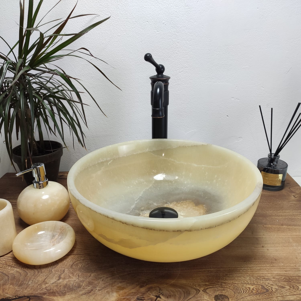 Раковина из оникса Bowl Yellow BO-60975 40x40x15 из натурального камня
