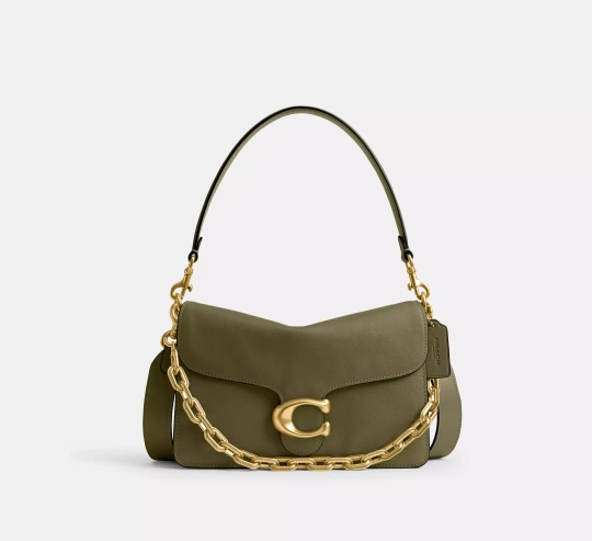 COACH СУМКА ЧЕРЕЗ ПЛЕЧО TABBY CHAIN, ОЛИВКОВЫЙ