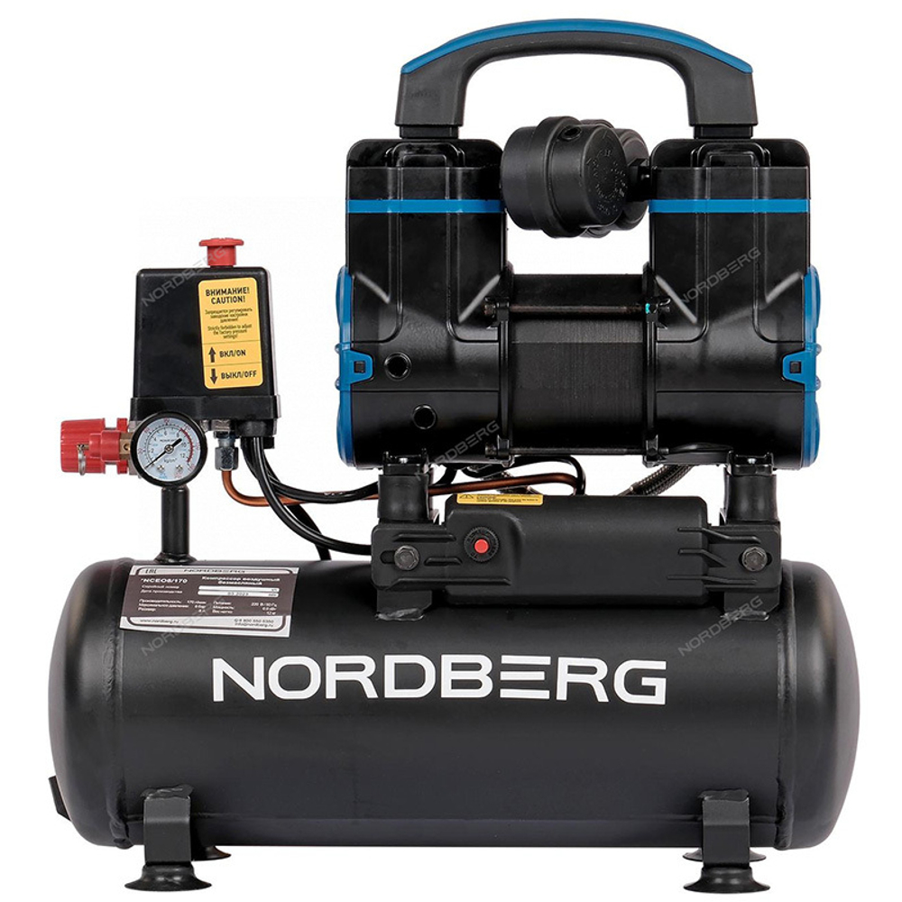 NORDBERG (NCEO8/170) Компрессор безмасляный 220 В, ресивер 8 л, 170 л/мин