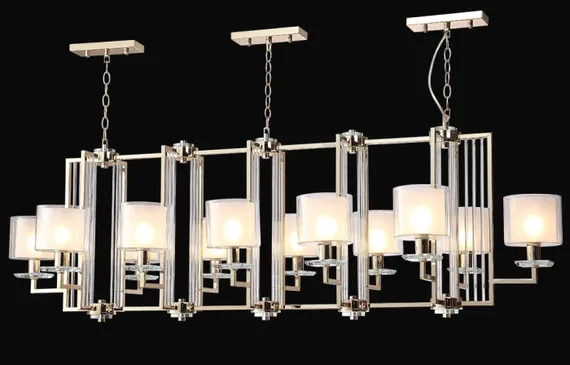 Подвесная люстра Nicolas NICOLAS SP12 L1600 GOLD/WHITE Crystal Lux