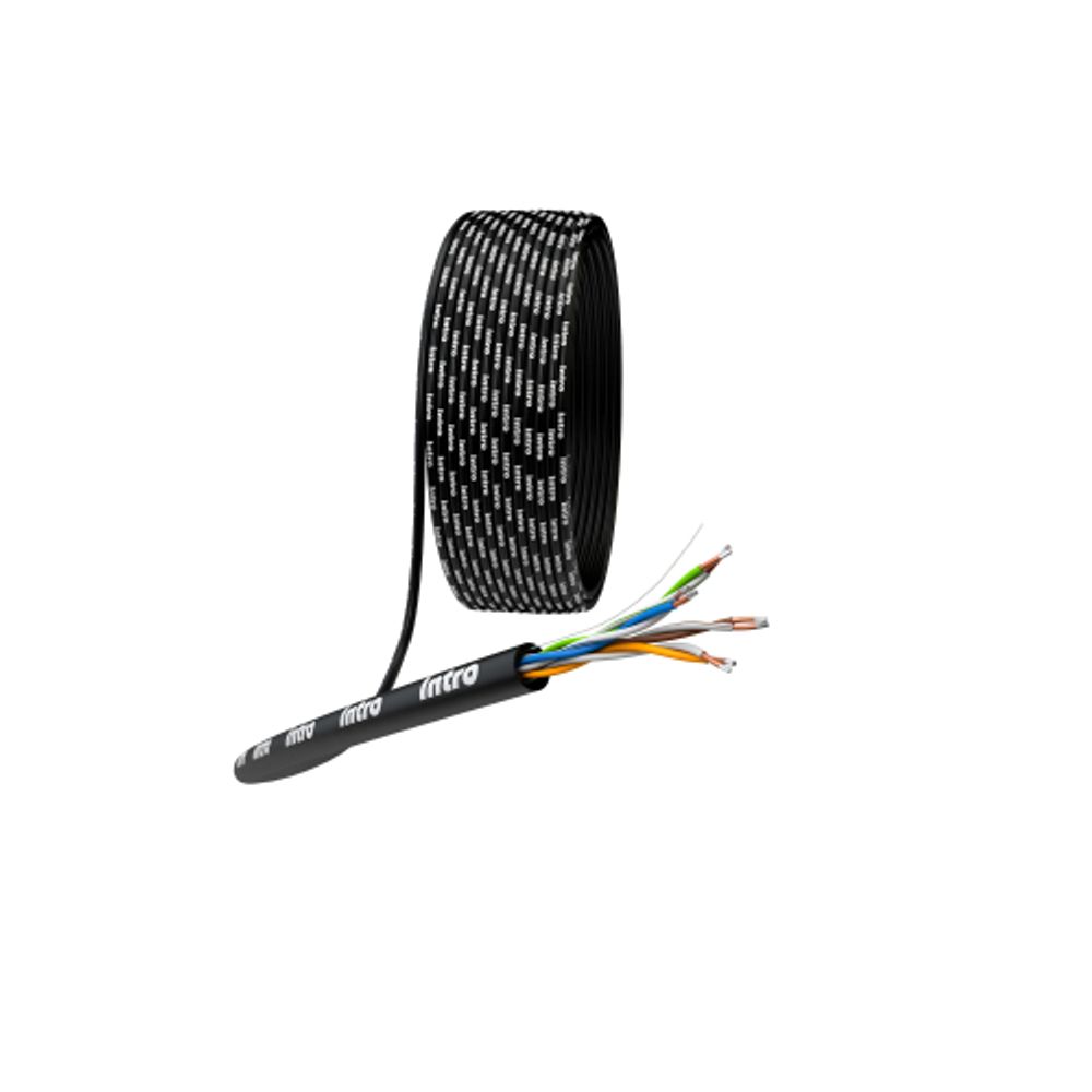 Кабель витая пара Intro I-U4PE-A-305 уличный для интернета U/UTP 4x2x24 AWG 5e CCA PE 305 м | LAN-кабель витая пара без экрана U/UTP-CCA