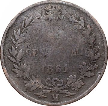 5 чентезимо 1861 Италия (Отметка монетного двора: "M" - Милан)