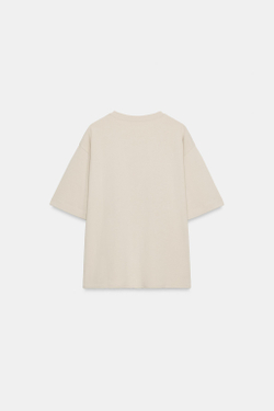 ZARA ФУТБОЛКА С КРУГЛЫМ ВЫРЕЗОМ, ПЕСОЧНЫЙ