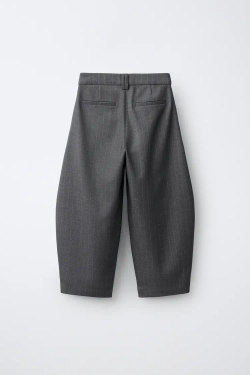 ZARA БРЮКИ SASTRE BARREL С ЗАПАХОМ, СЕРЫЙ