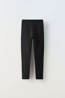 ZARA ТРИКОТАЖНЫЕ ЛЕГИНСЫ, ЧЕРНЫЙ