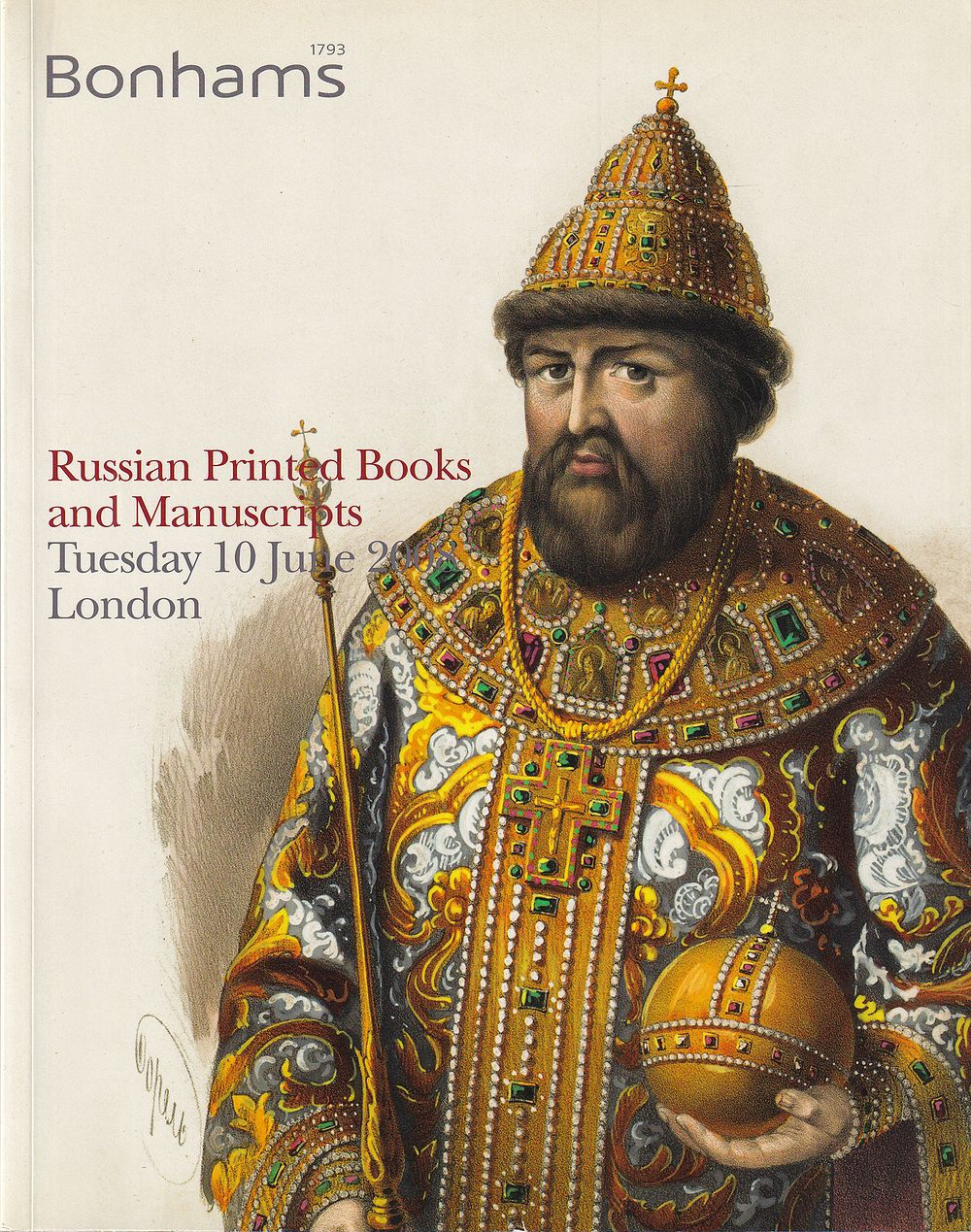 Каталог аукциона Bonhams, Лондон, Русские печатные книги и рукописи от 10 июня 2008 года
