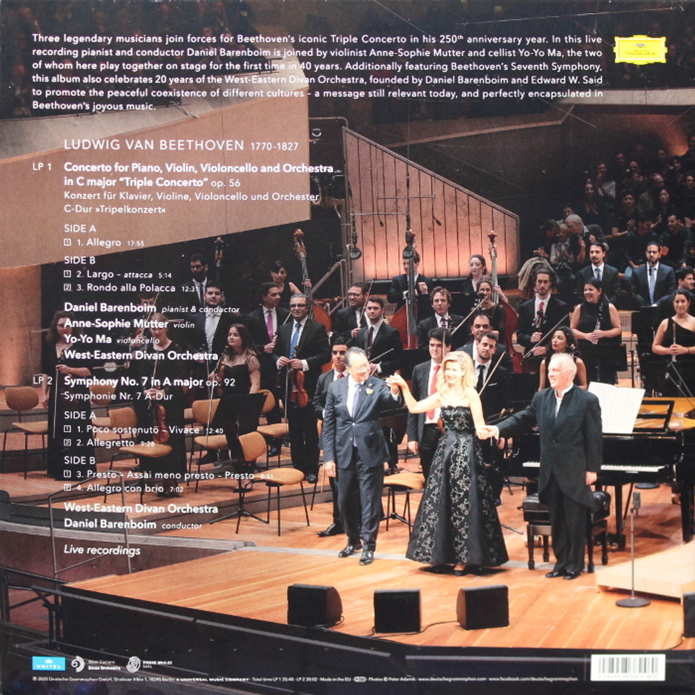 Anne-Sophie Mutter, Yo-Yo Ma, Daniel Barenboim, West-Eastern Divan Orchestra / Ludwig Van Beethoven: Triple Concerto - Symphony No. 7 (2LP)