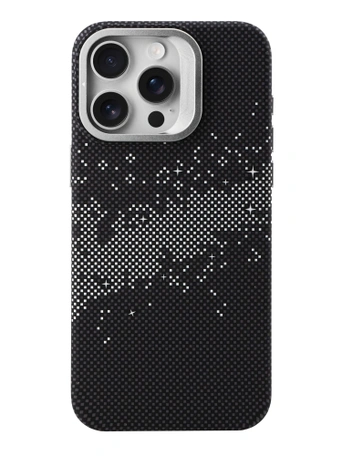 Чехол накладка iPhone 15 Pro 6.1" Gurdini Carbon Design (Magsafe &amp; Lense holder) Galaxy Black