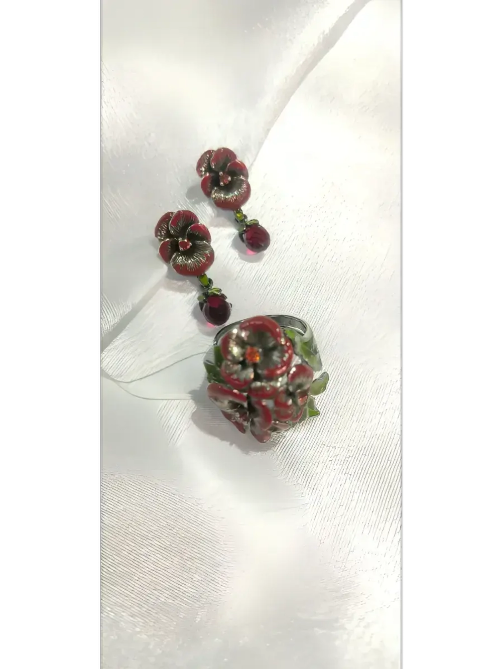 Ювелирные серьги серебро 925 стразы фианит эмаль