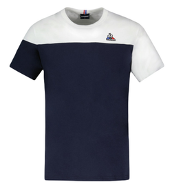 Мужская теннисная футболка Le Coq Sportif BAT Tee Short Sleeve N°3 SS23 - sky captain/new optical white