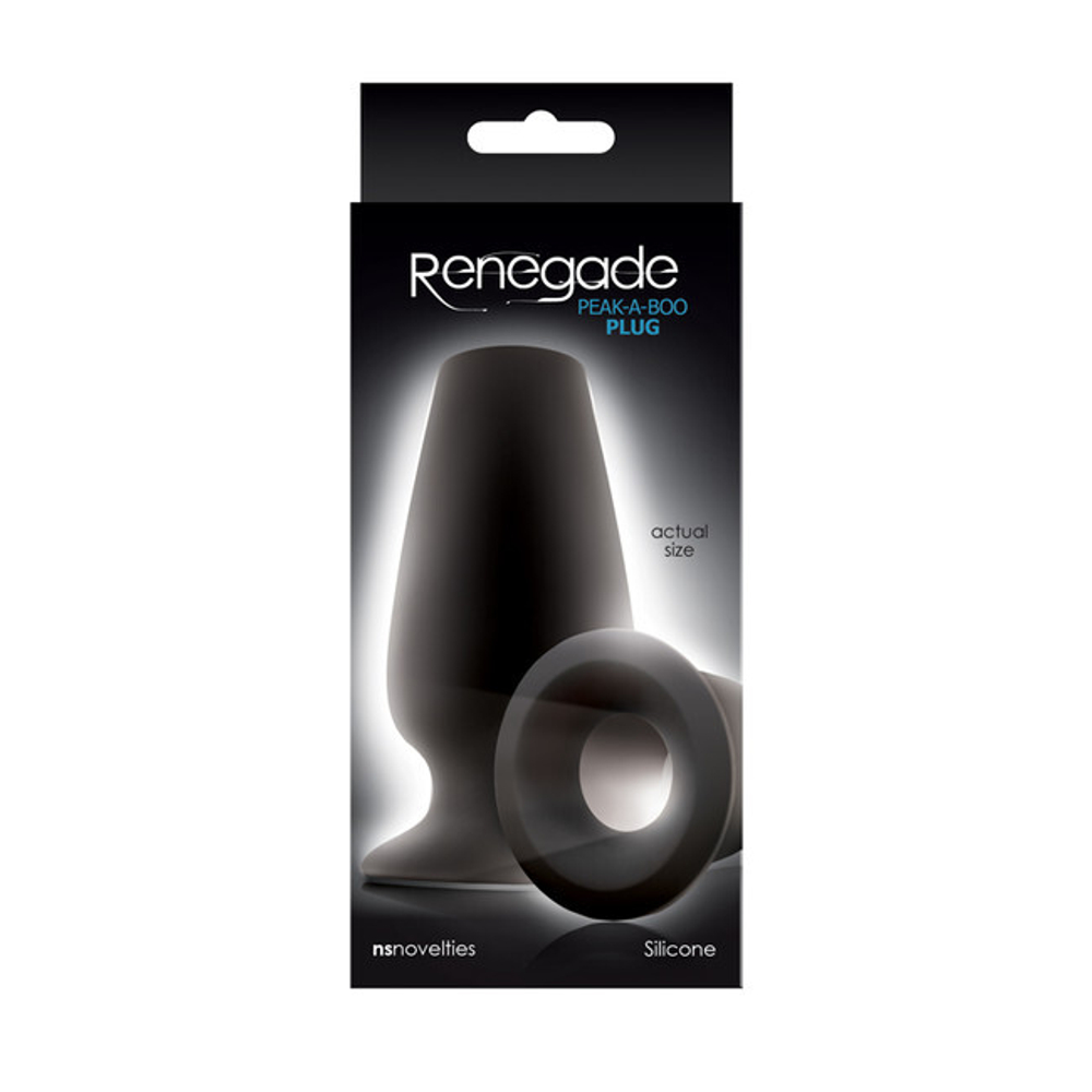 Анальная силиконовая пробка с отверстием Renegade Peek-A-Boo Plug (Цвет: черный)
