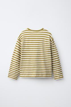 ZARA ФУТБОЛКА SOFT В ПОЛОСКУ, ЖЕЛТЫЙ
