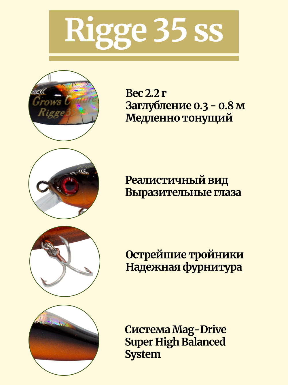 Воблер Минноу Rigge 35SS 35 мм 2.2 г цвет #42