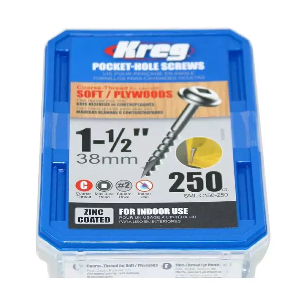 Шурупы с крупным шагом 1-1/2", 250 шт Kreg SML-C150-250-INT