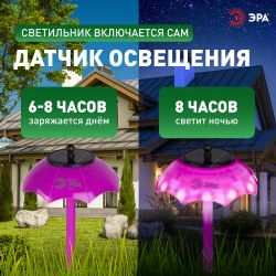 Светильник уличный ЭРА ERASF22-53 на солнечной батарее садовый Зонтик Диско 1 LED 32 см | Садовые декоративные светильники