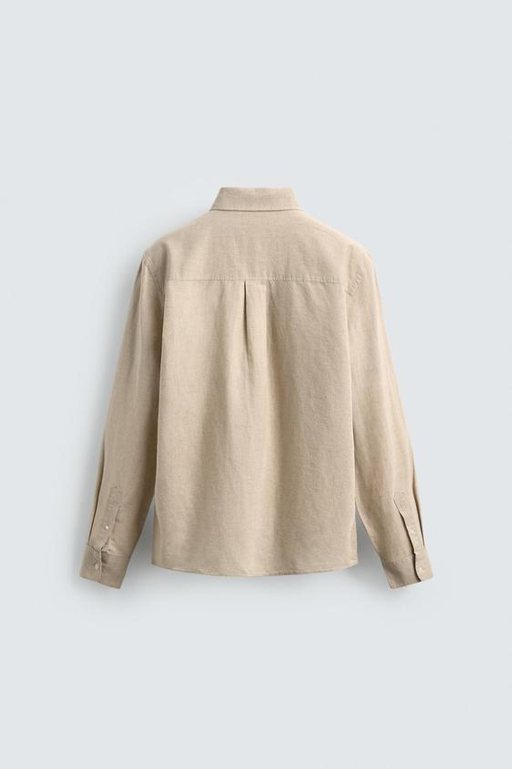 ZARА РУБАШКА REGULAR FIT ИЗ ЛЬНА И ХЛОПКА, СВЕТЛО-БЕЖЕВЫЙ