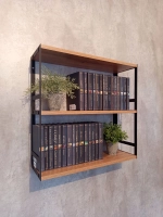 Полка настенная книжная тройная лофт Дуб вотан