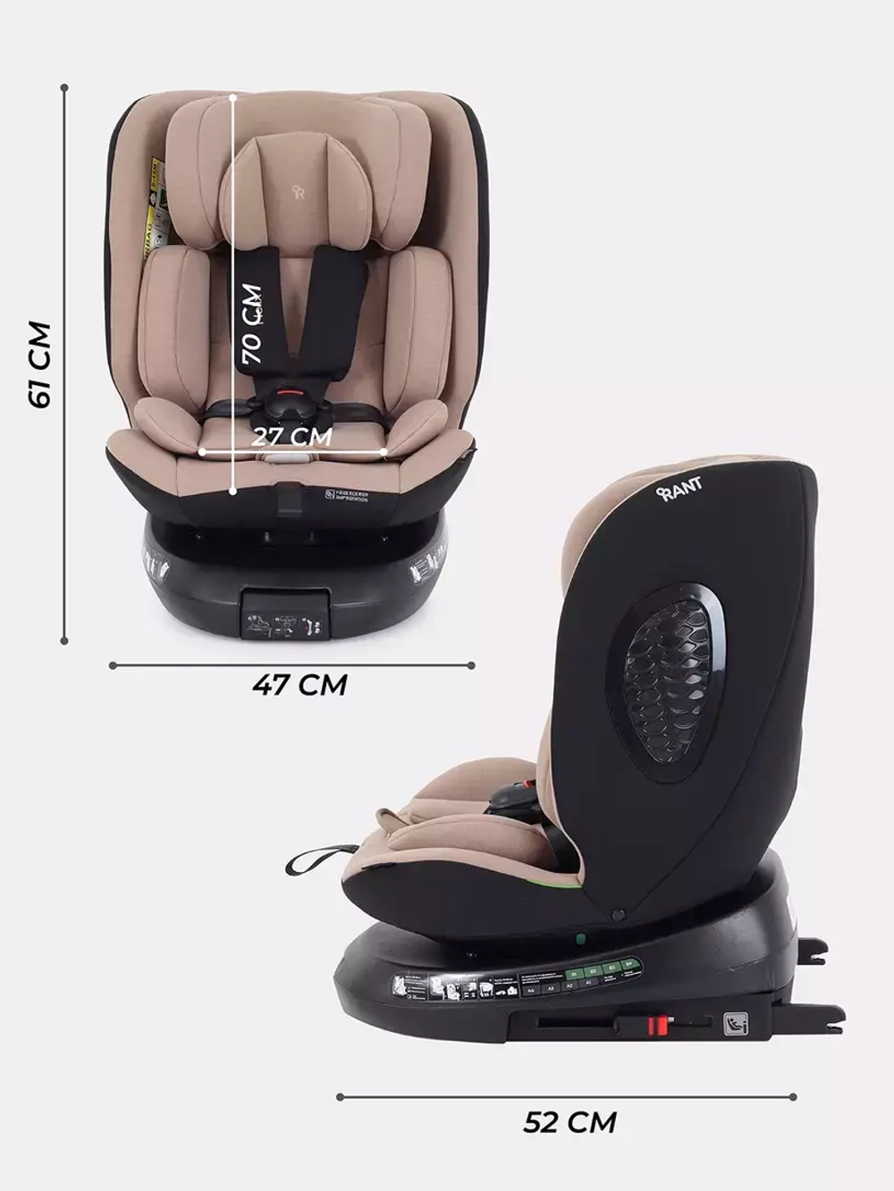 Автокресло RANT AY819 "HELIX" isofix Beige (40-150см)
