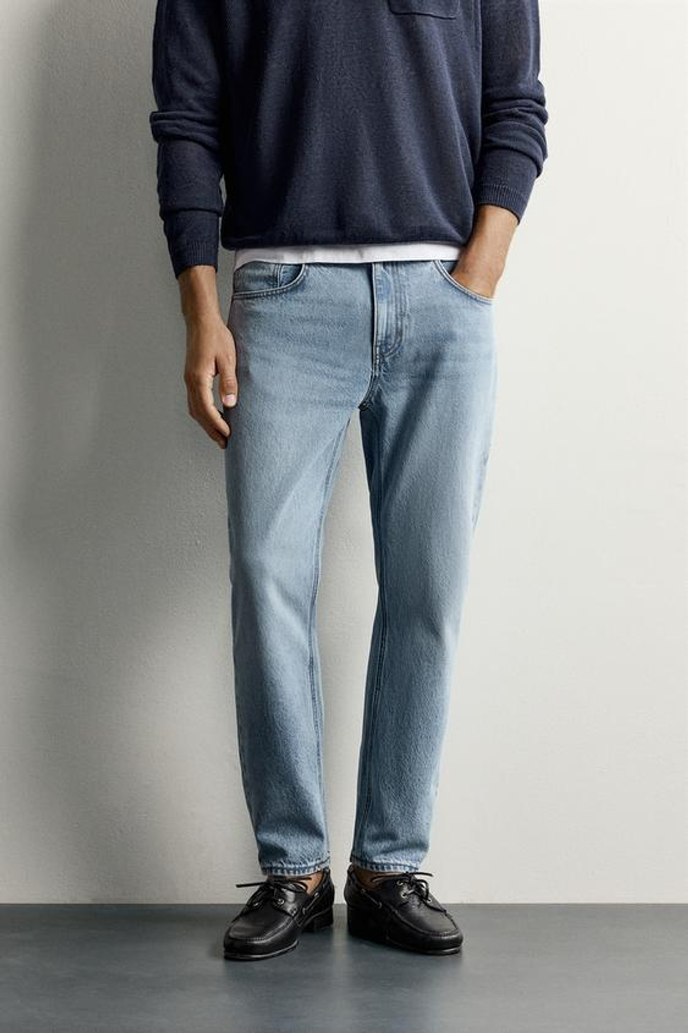 ZARA УКОРОЧЕННЫЕ ДЖИНСЫ SLIM FIT, ГОЛУБОЙ