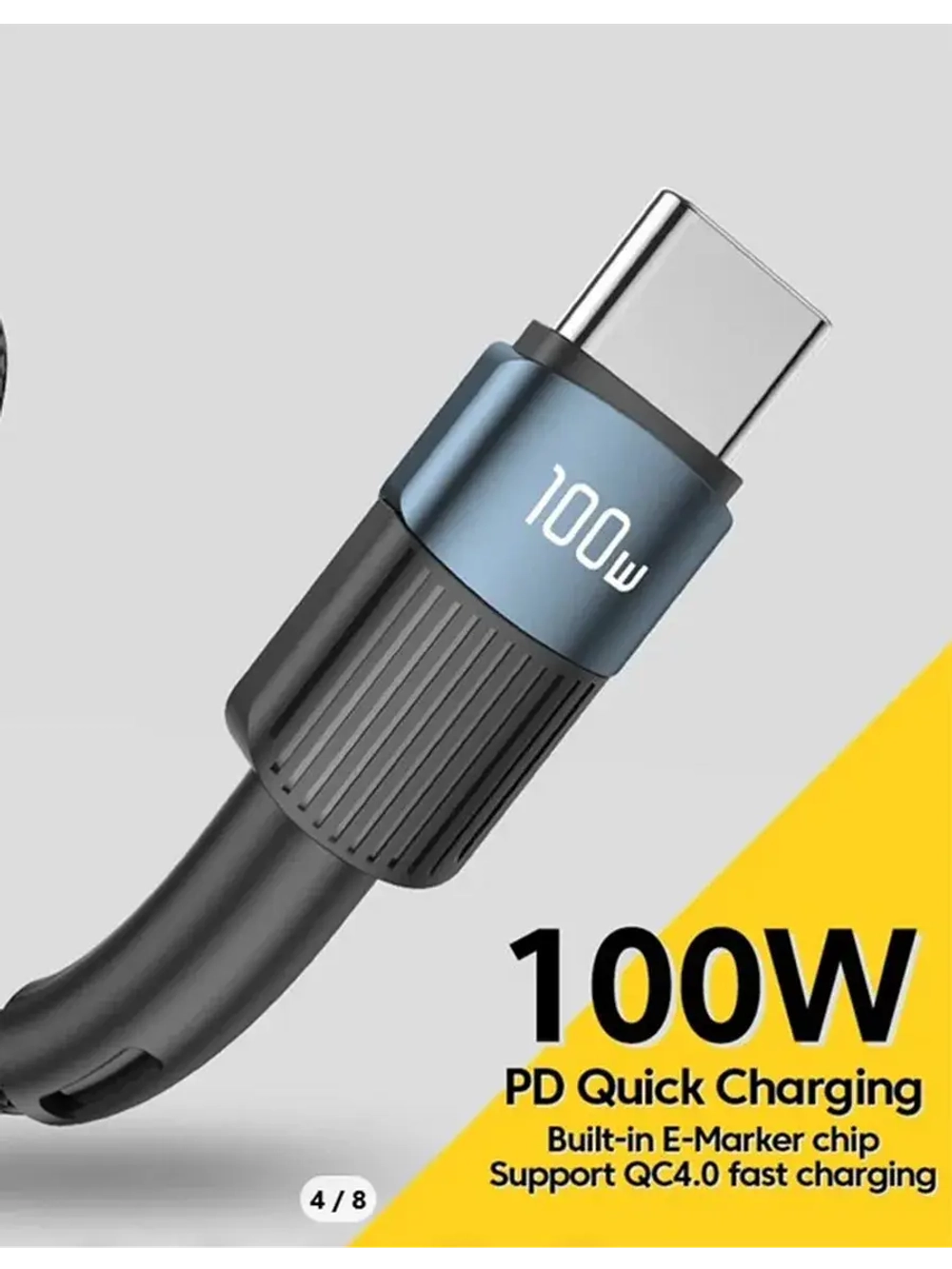 Кабель Тайпси 100W для iPhone 15 Pro Max быстрая зарядка 1м
