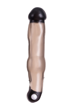 Насадка на пенис с вибрацией XLover by TOYFA, TPE, черный прозрачный, 19,4 см