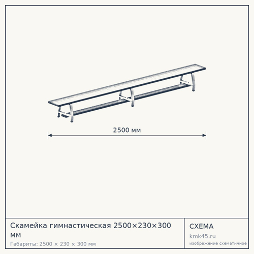 Скамейка гимнастическая 2500×230×300 мм — от 8 200 ₽