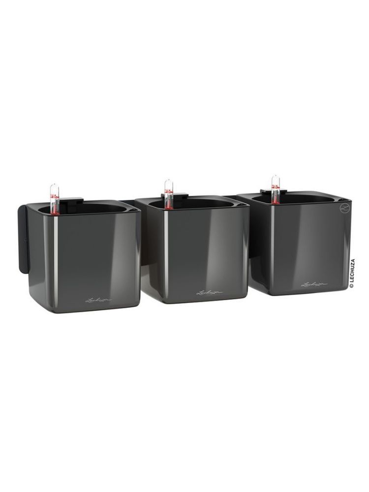 Комплект настенный Lechuza "Green Wall Home Kit Glossy charcoal highgloss" (пластик), 48x14xH14 см,