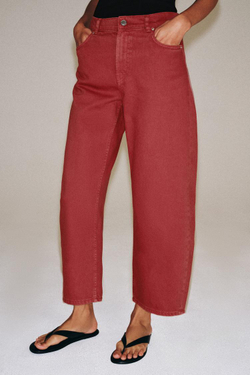 ZARA ДЖИНСЫ КАПРИ BALLOON СО СРЕДНЕЙ ПОСАДКОЙ — ZW COLLECTION, КРАСНЫЙ