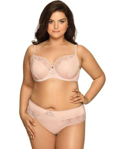 Бюстгальтер Freesia с сшивными чашками plus size и кружевом (Размер: 75K) (Цвет: телесный)