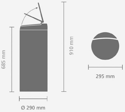Ведро Brabantia FlipBin 30л антрацит габаритный чертеж